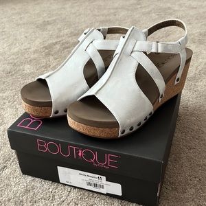 Boutique by Corkys White Metallic Seltzer Sandals